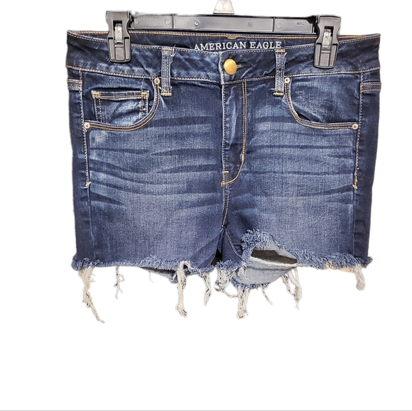 American Eagle AEO Denim Shorts Sz 10 Super Stretch Skinny - Picture 8 of 9